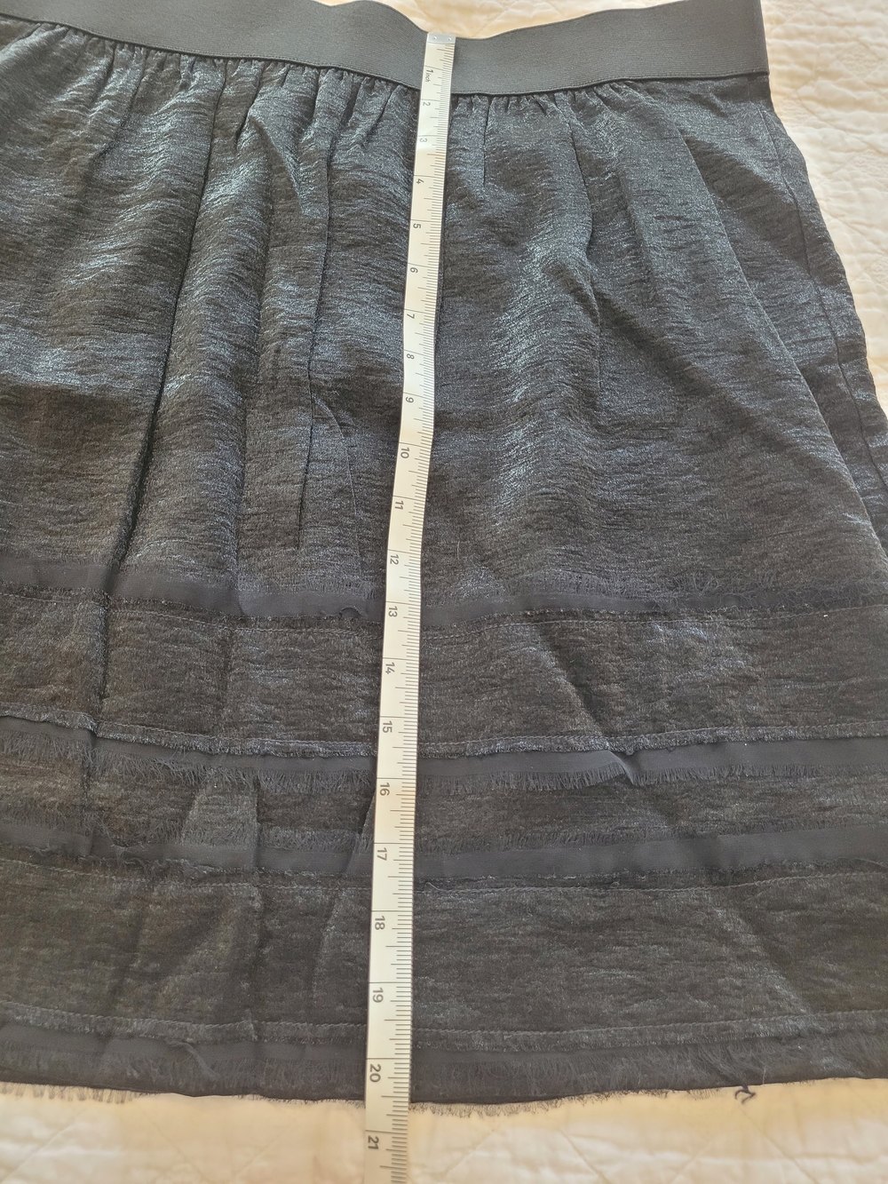 Classic Black Shiny Gauze Tiered Y2K Skirt XPL Ann Taylor Loft - Picture 6 of 12